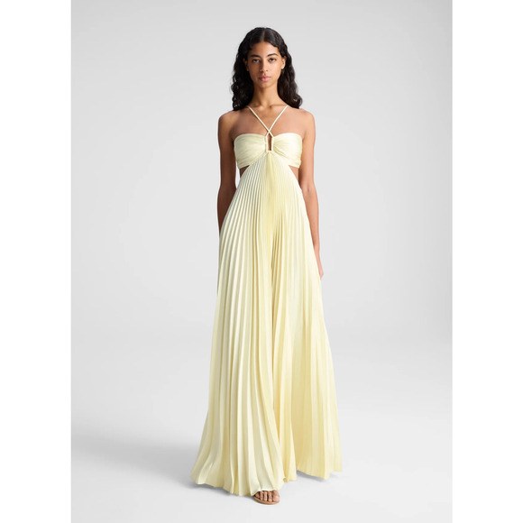 ALC Moira Satin Pleated Maxi Dress US 4 - Picture 1 of 14